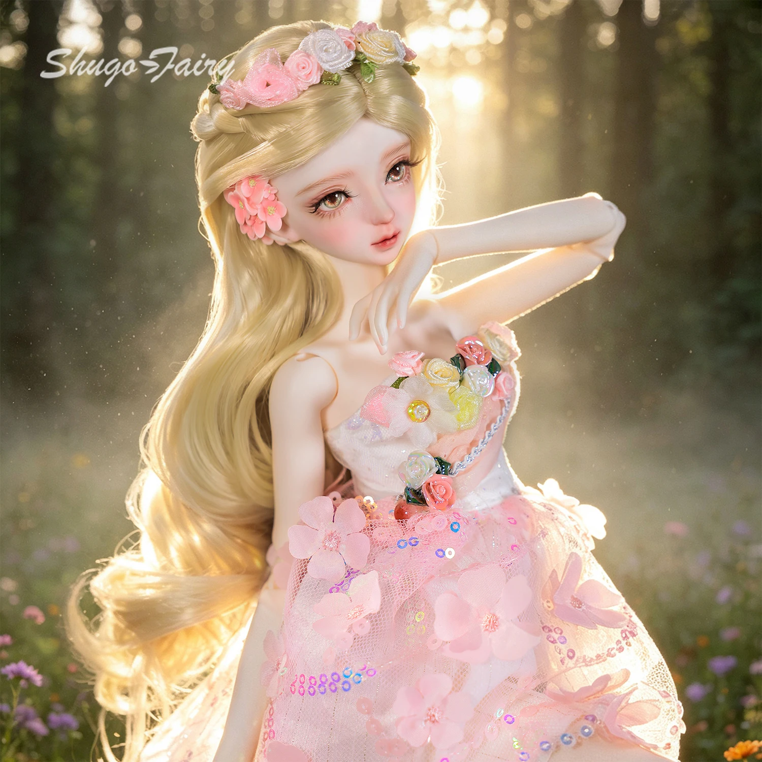 ShugaFairy 1/4 Yier A BJD Fullset FC Fairytale Elf Magnetic Detachable Floral Cluster Strapless Dress MSD Ball Jointed Doll