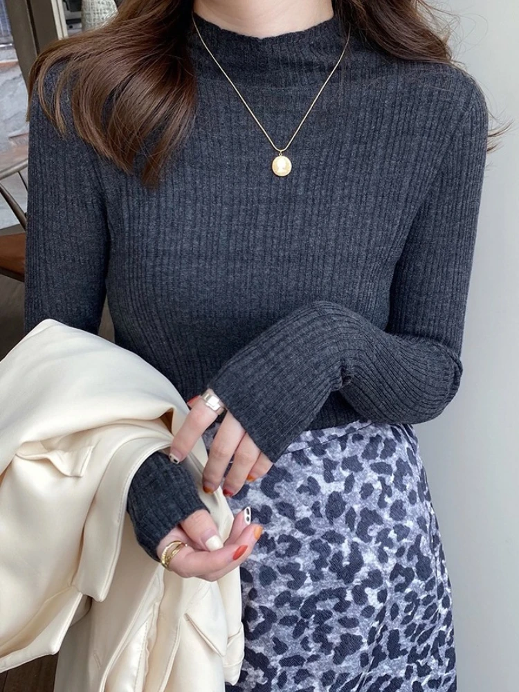 AOSSVIAO 2025 秋冬タートルネック女性セーターヴィンテージソリッドニットベーシックプルオーバー韓国カジュアルスリムシンプルシックなトップス