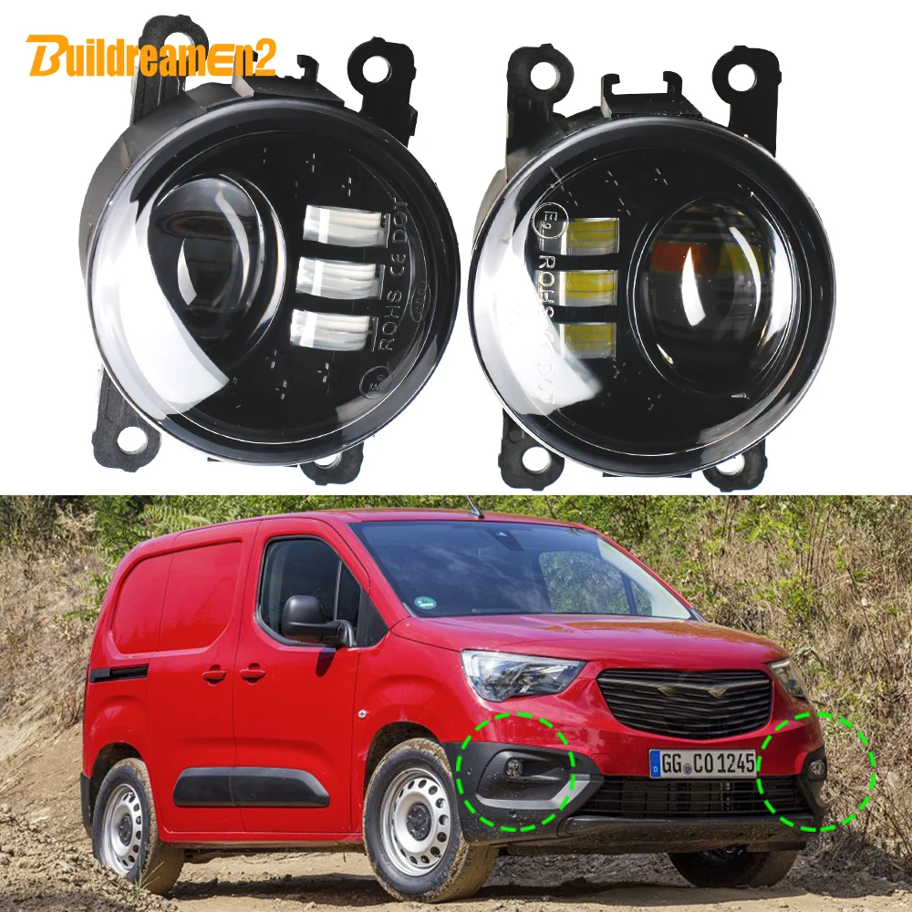 2 Pcs 30W H11 Car LED Lens Fog Light Accessories 3000LM 12V For Opel Vauxhall Combo (X19) 2018 2019 2020 2021 2022 2023