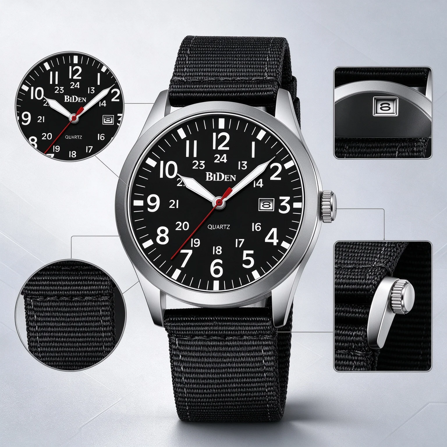 Men's Automatic Outdoor Watch with Date Display Sapphire Lens Super Bright Night Light Sport Style Easy Read Design Waterproof Q