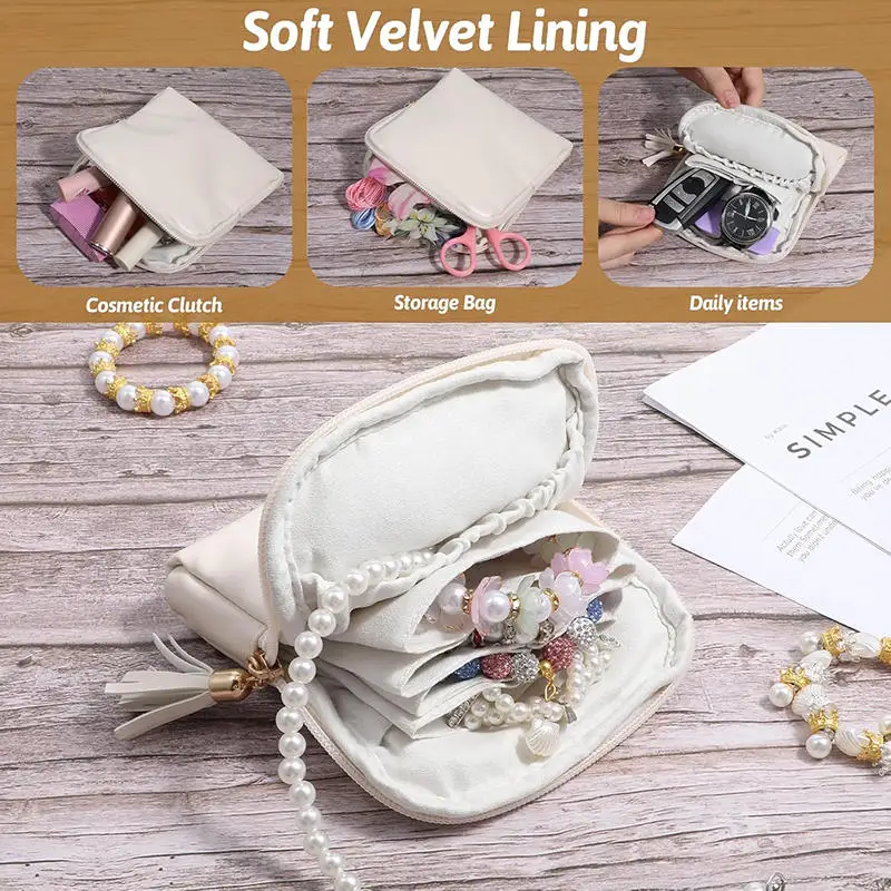 Portable Jewelry Storage Bag Waterproof And Wear-resistant Velvet Multi-layer Storage Multifunctional Mini Storage Bag Travel