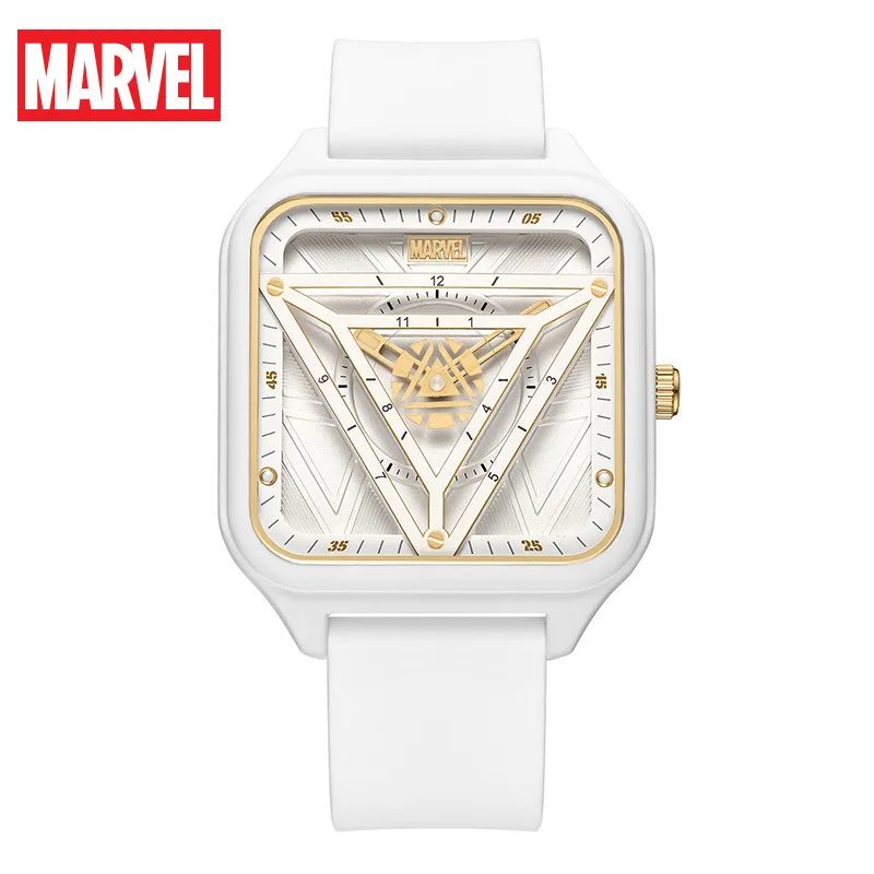 Marvel For Mens Watch Iron Man Rectangle Quartz Wristwatch Avengers Arc Reactor Dial Male Casual Clock Coated Glass Montre Homme