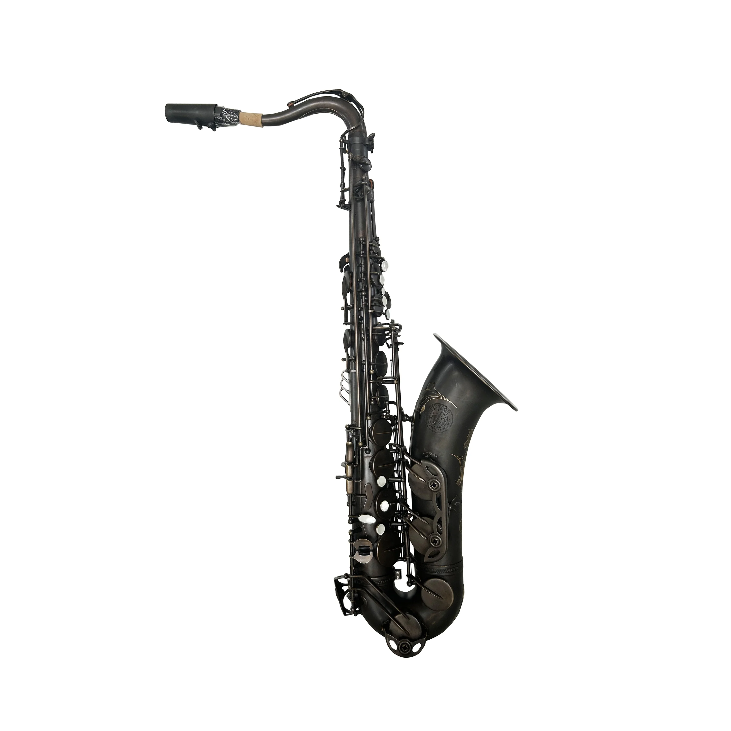 Professional Bb Tenor Saxophone Vintage Black Gold Copper Body Woodwind Musical Instrument For Stage Performance