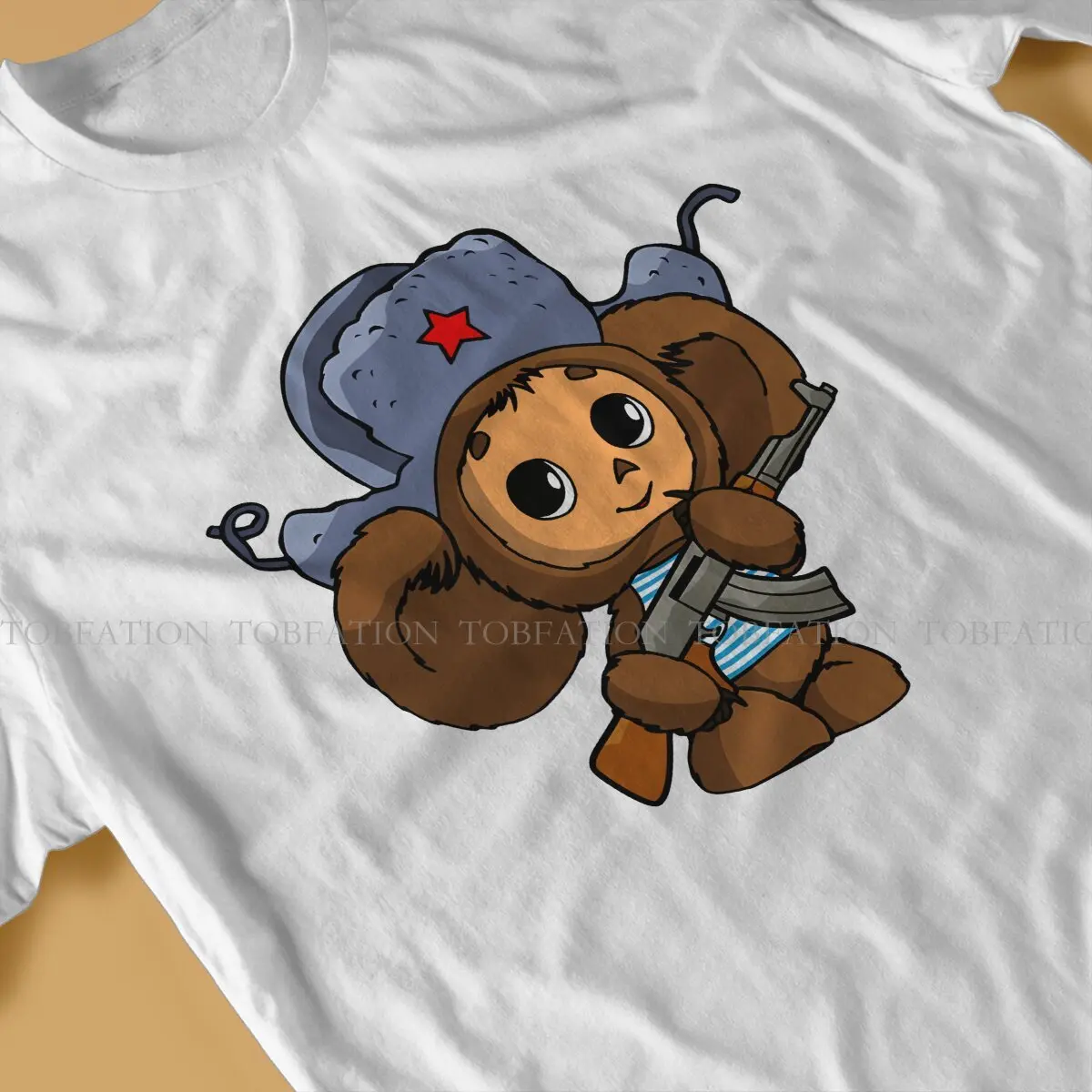 Cheburashka Lovely Protection Tshirt Vintage Punk Men\'s Tshirts Tops Oversized Cotton Crewneck T Shirt