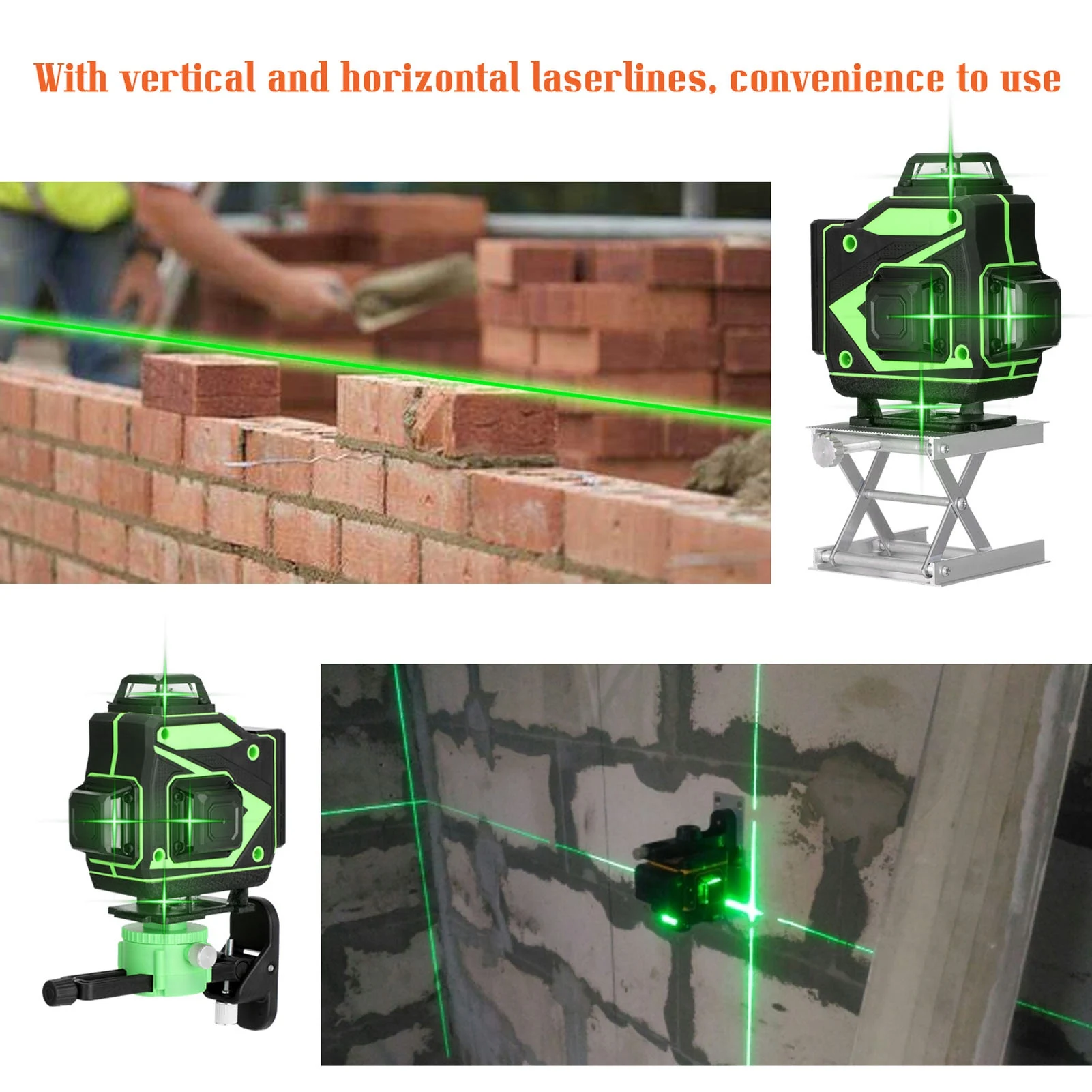 

Professional 16-Line Laser Level Green Beam ±3° - IP54 360° Cross Line for Construction Layout Floor Leveling & Ceiling Grid