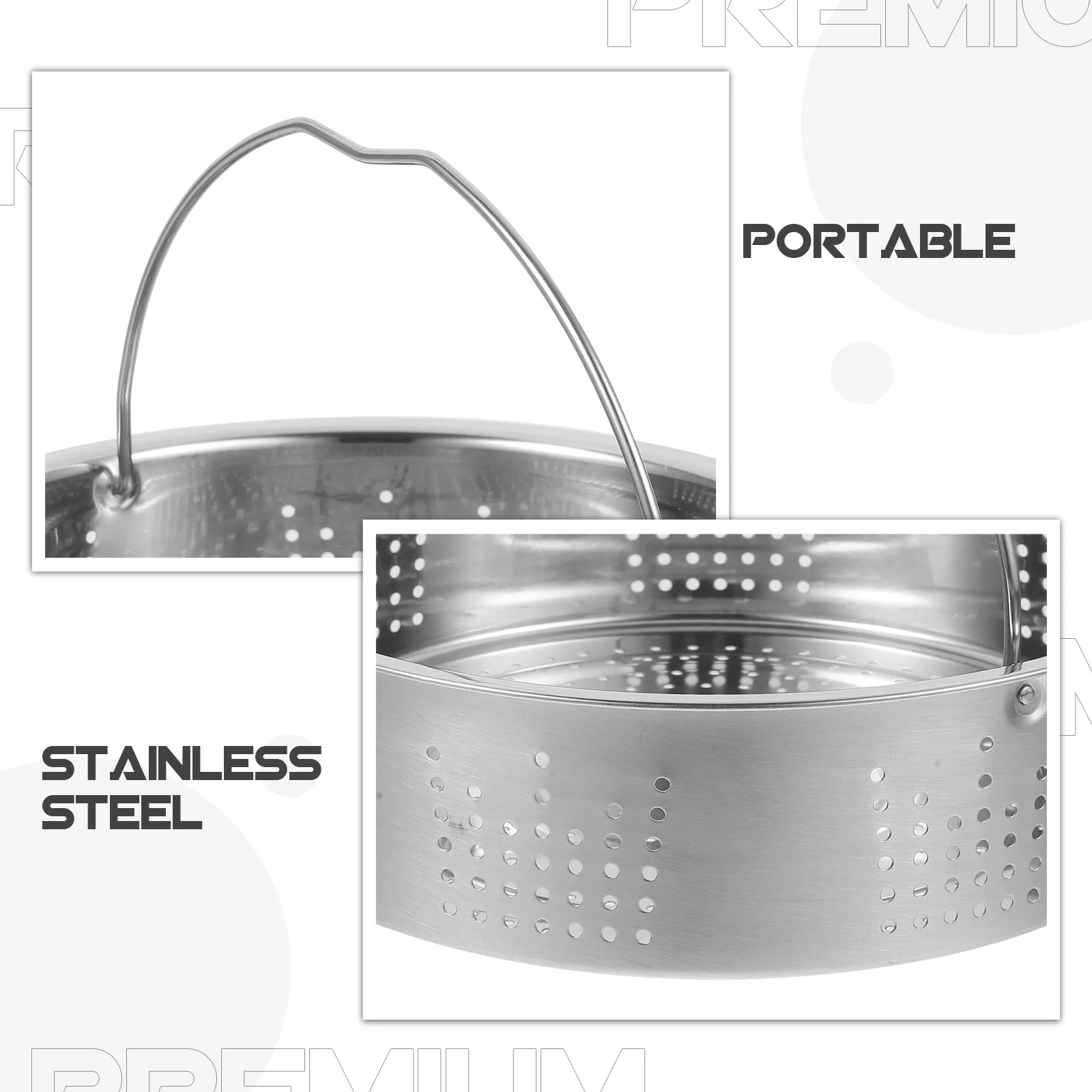 

Round Steaming Basket Stainless Steel Multi-Function Handheld Food Steamer For Rice Cooker Vegetable Dumpling Seafood