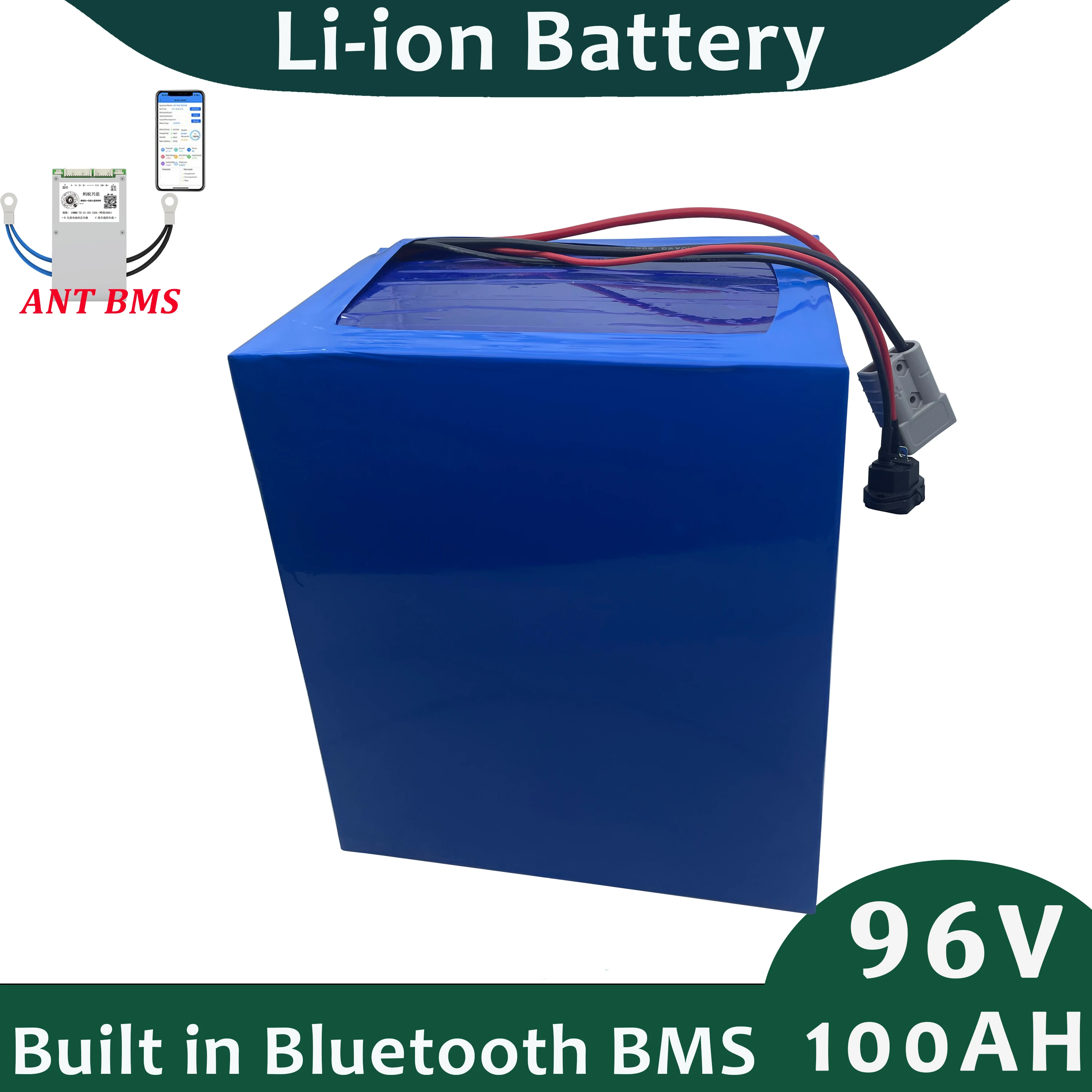 96V 100AH Lithium Ion Battery Built In Bluetooth BMS For Electric Car