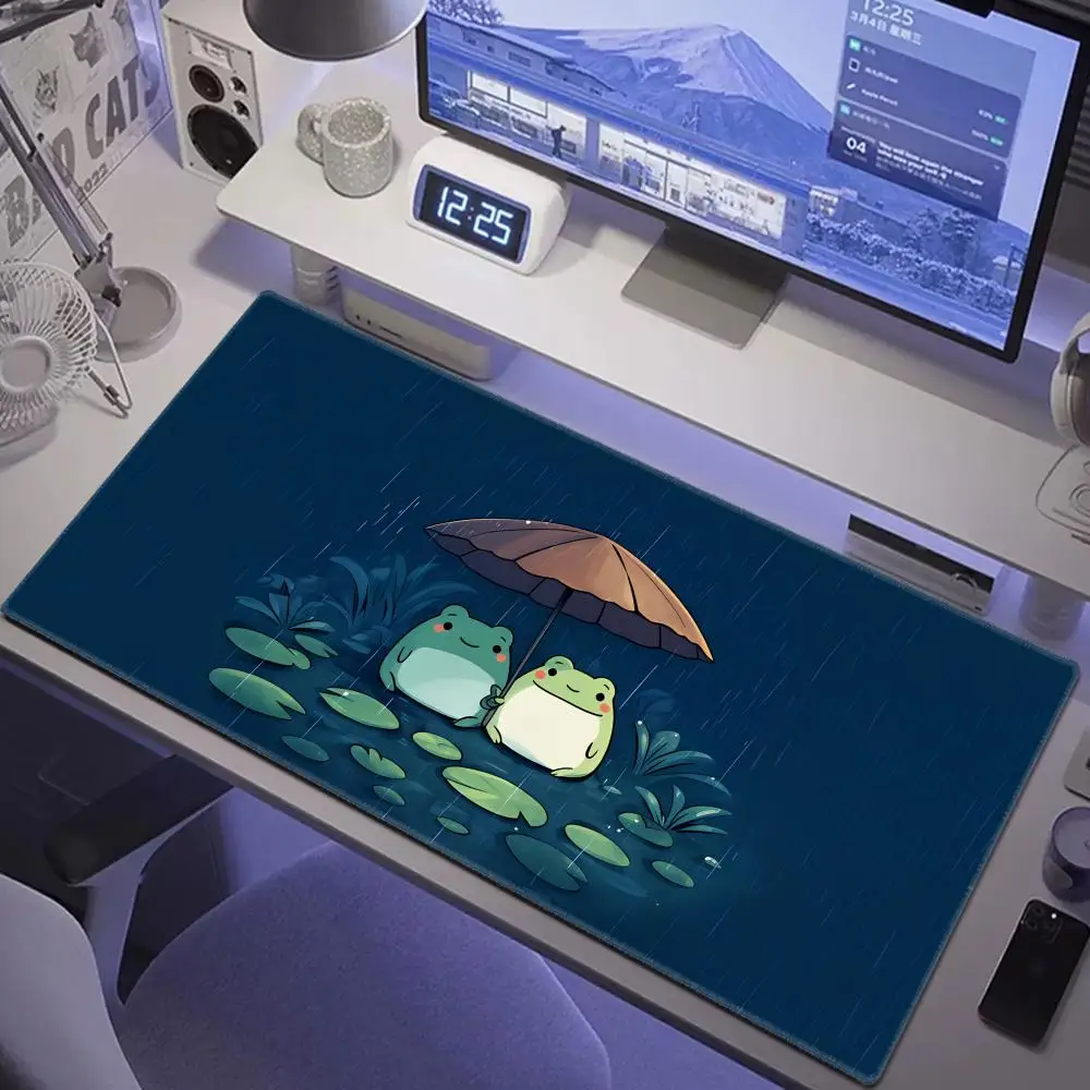 

HYBXAXC Lofi Frog Desk Mat - Cozy Cute Aesthetic Deskmat - XL Giant Mousepad - Desk Pad For Home Office