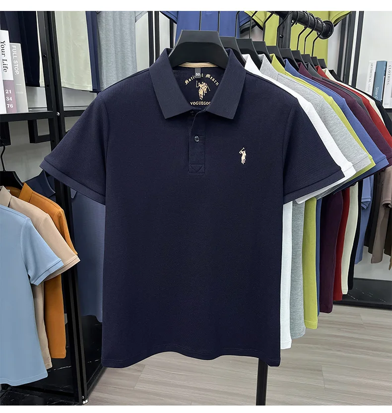 High-End 100% Baumwolle Kurzarm Polo Shirt Sommer Mode Luxus Marke Pony Stickerei T-Shirt Business Freizeit Golf Herrenkleidung – Detail 26