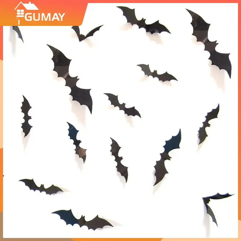 Halloween Decorations Hollow Easy To Apply Spooky Add A Touch Of Terror Detachable Removable Bat Sticker Bat Wall Sticker Black