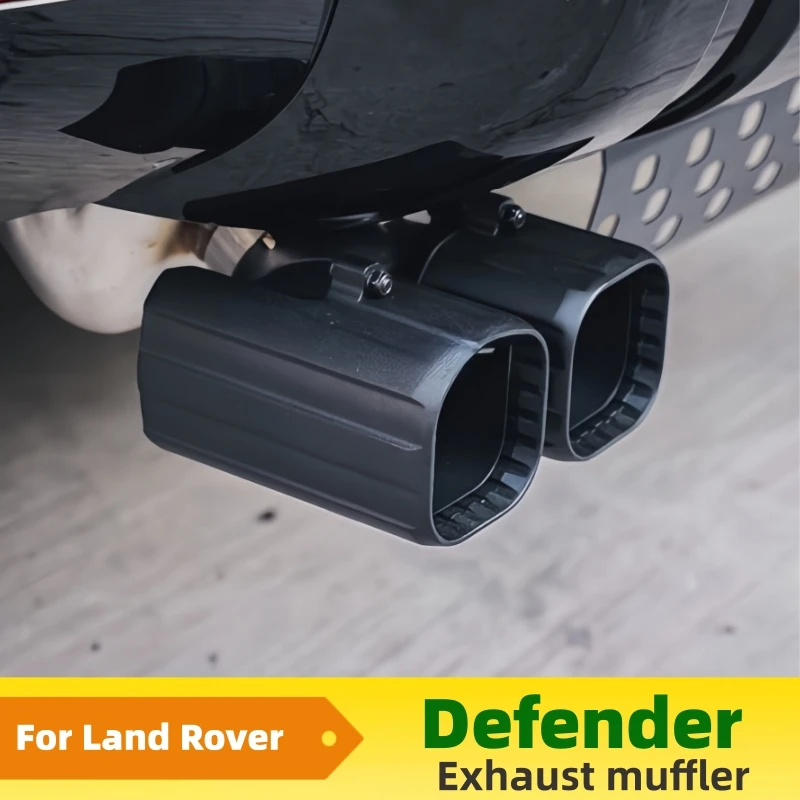 مناسبة لفوهة كاتم الصوت لاند روفر ديفندر 2020-205، طرف ذيل ماسورة العادم السوداء المربعة