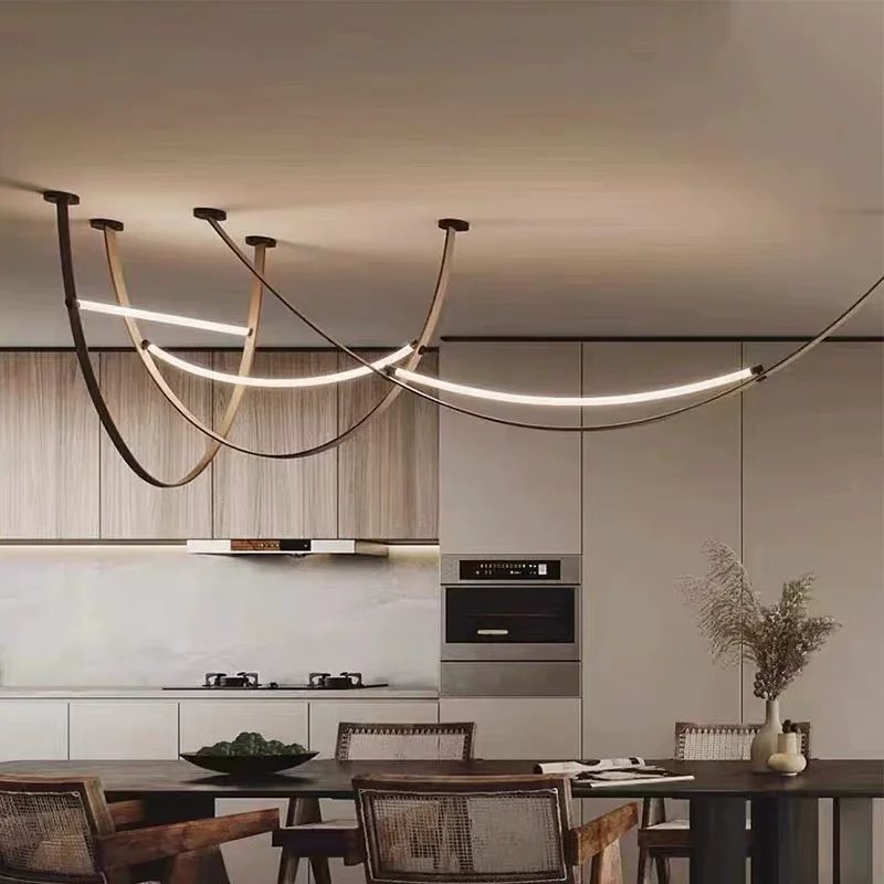 

Nordic Modern Brown Leather Ceiling Chandelier,Decoration hanging Pendant lights for restaurant Bar Island Dining room Fixture