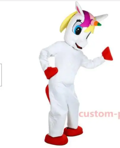 New Adult Halloween Christmas Unicorn Pony Mascotte Fancy Cartoon Mascot Costume Plush Fancy Dress Mascot Costume