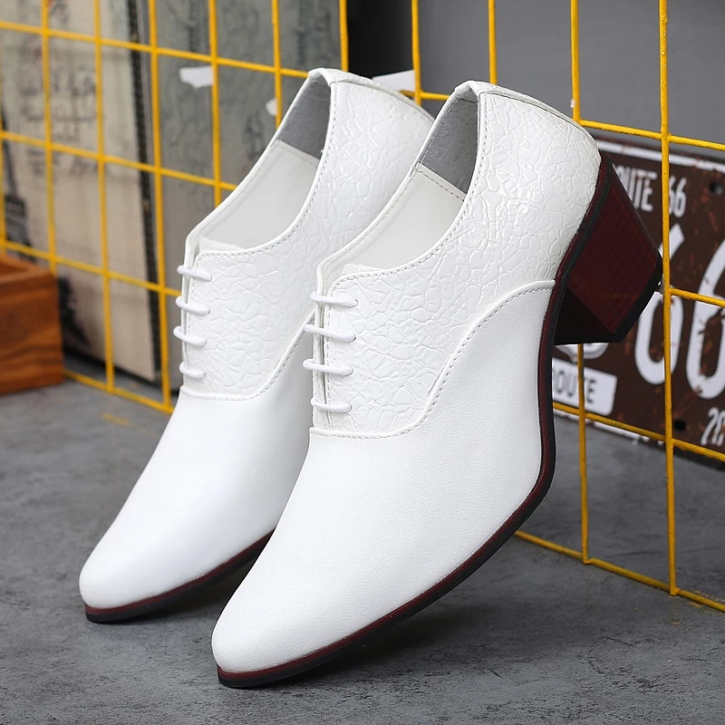 

White Heightening Dress Shoes Man Comfortable Leather Casual Business Shoes Men High-Quality Wear-Resistant Formal Shoes For Men