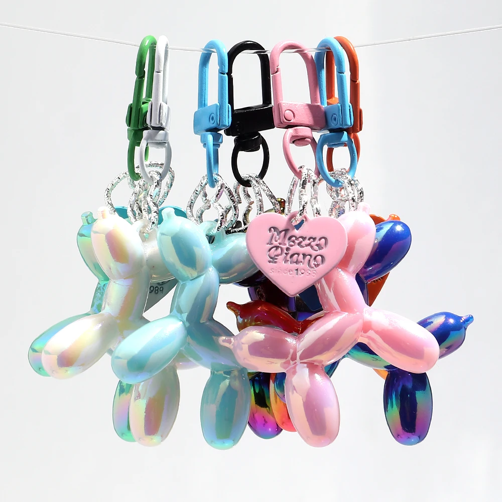 Creative Big Balloon Cute Dog Heart Keychain for Women  Cute AB Colorful Acrylic Puppy Keyring Phone Bag Charms Accessories Gift