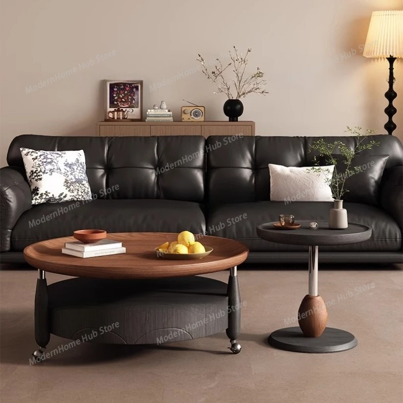 Computer Center Coffee Table Writing Wood Round Clear Storage Coffee Table Designer Industrial Mesa Auxiliar Home Furniture