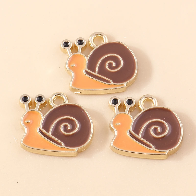 20 Stück 13 x 12 mm Cartoon-Emaille-Tier-Schnecke-Charms-Anhänger für Schmuckherstellung, Halsketten, Ohrringe, Armbänder, DIY-Bastelzubehör – Detail 4