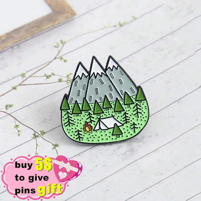 الجبال الخشب الغابة دبابيس الذروة الطبيعة الغابات التخييم مغامرة الهواة الشارات المثبته بالدبابيس قبعة حقيبة مجوهرات الأزياء بالجملة #4