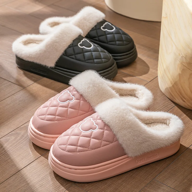 شباشب قطنية للنساء، ديكور منزلي جديد للخريف والشتاء، مضاد للانزلاق ودافئ، مع نعال قطنية سميكة القاع