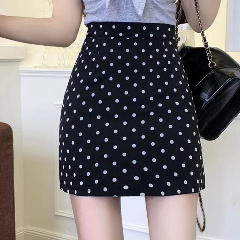 Fashion Printed Spliced Korean Polka Dot Skirts Female Clothing 2025 Summer New Loose Preppy Style Zipper High Waist Skirts