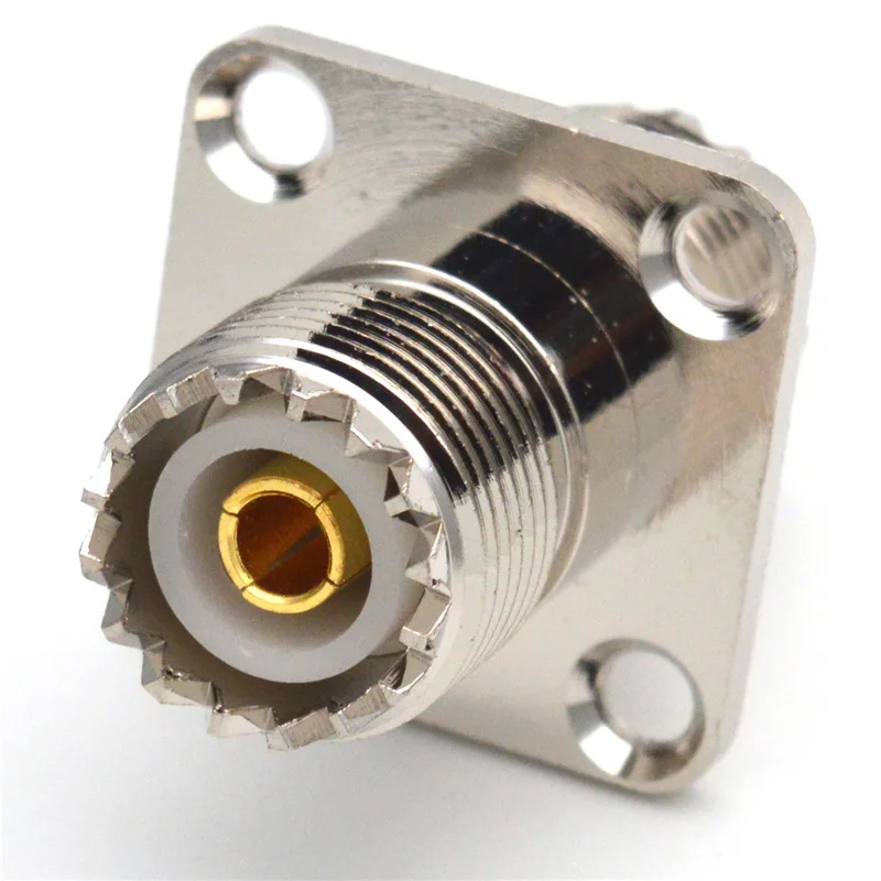 Pure Copper UHF Female To UHF Female 4 Hole Flange Panel Mount Adapter SO239 PL259 RF Coax Jumper Cable Connector