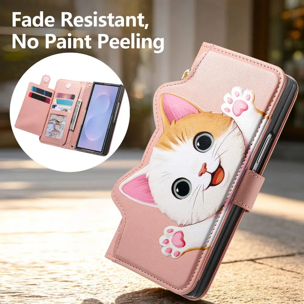 For Samsung Z Fold 8 Ultra 5G Flip Case Zipper Crossbody Wallet Card Bag Etui Samsung Galaxy Z Fold8 Ultra Magnet Folding Cover