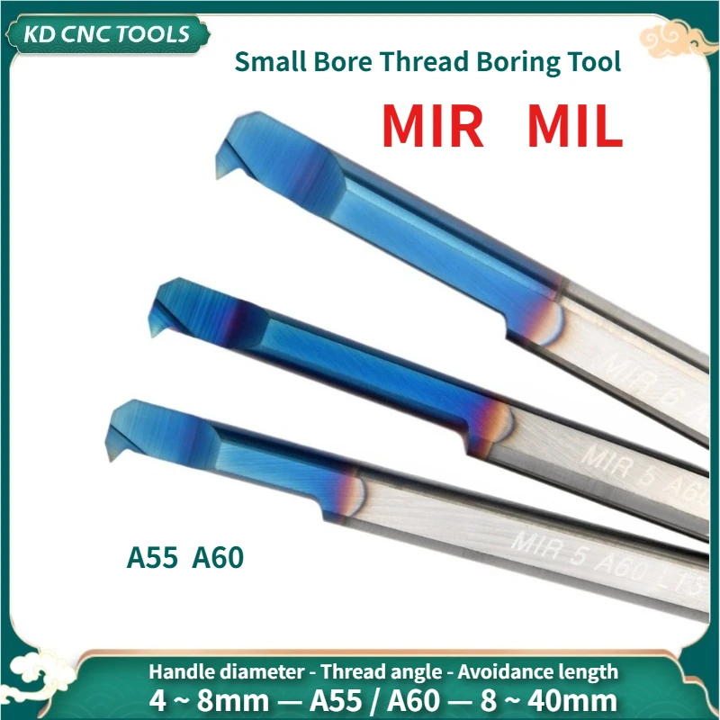 

HRC65 MIR MIL small hole thread boring tool MIR3 MIR4 MIR5 MIR6 MIR8 A60 L15 L22 small diameter Carbide thread Tools Boring Bar
