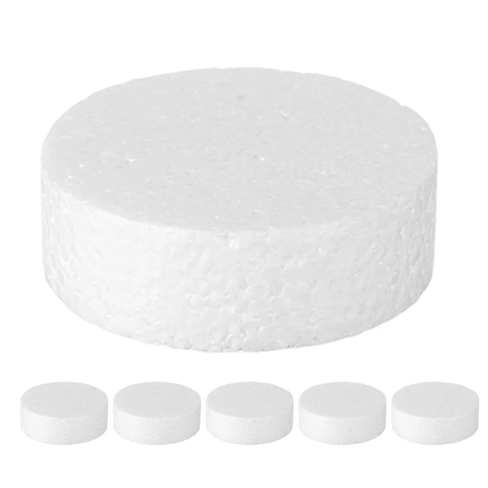 6Pcs Polystyrene Foam Circles Discs Cylinders Lightweight Versatile Craft Blanks for DIY Crafts Home Decor Holiday Setup