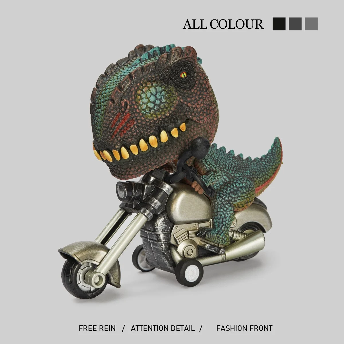 Creative Inertia Tyrannosaurus Rex Car Doll Pendant Cool Triceratops Retro Copper Motorcycle Bag Accessories Decoration