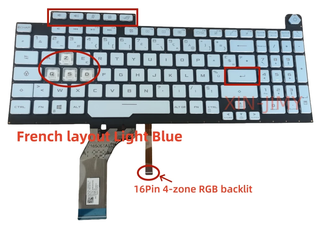 

Французская RGB-подсветка с застежкой-кнопкой, клавиатура для ноутбука Asus G512 ROG Strix G15 G512LV G531