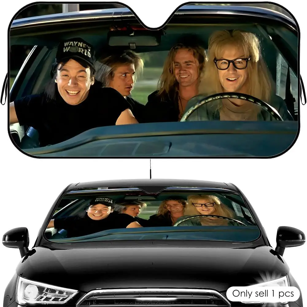 

Солнцезащитный козырек W-Wayne's World, многоразовый, из алюминиевой фольги, для лобового стекла автомобиля, защита от УФ-излучения, теплоизоляционный чехол-накидка