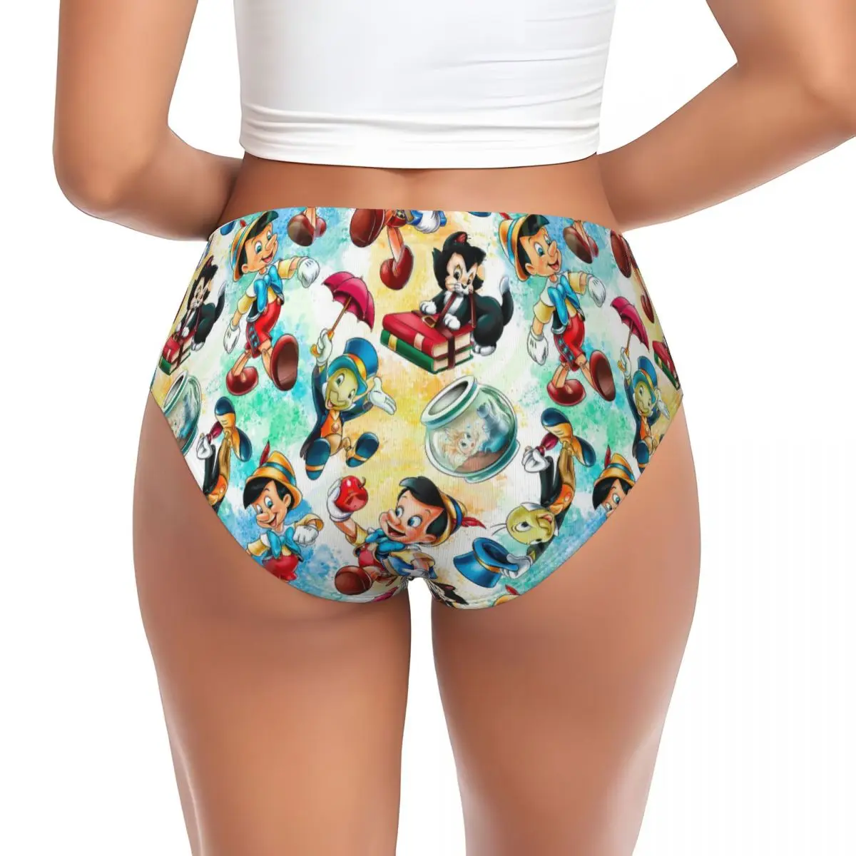 Custom Womens Pinocchio Jiminy Brief Panties Female Breathable Underwear Underpants