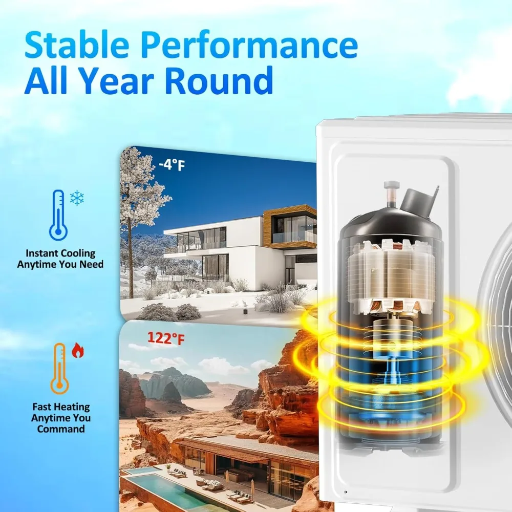 Customized9000BTU Mini Split AC/Heating System with Inverter,19 SEER2 115V Energy Efficient Ductless Wall-Mounted Air Conditione