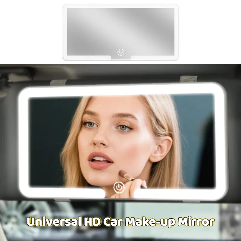 Universal HD Car Make-up Mirror LED Sun Visor Vanity Mirror with Three-Level Dimming Makeup Light Vehicle Interior Accessories