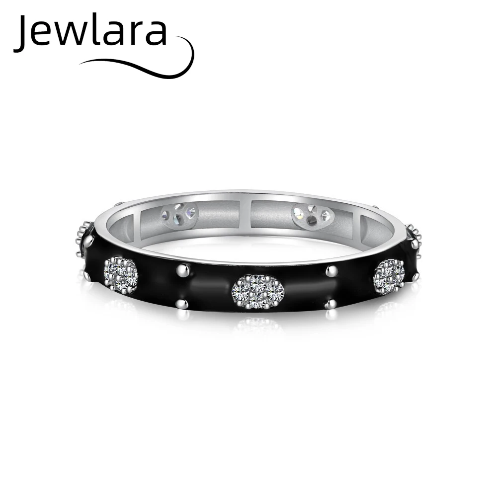 

Jewlara Rings 925 Sterling Silver Black Epoxy Ring Asia Fashion Light Luxury Ins Niche Design Simple Ring Jewelry Accessory