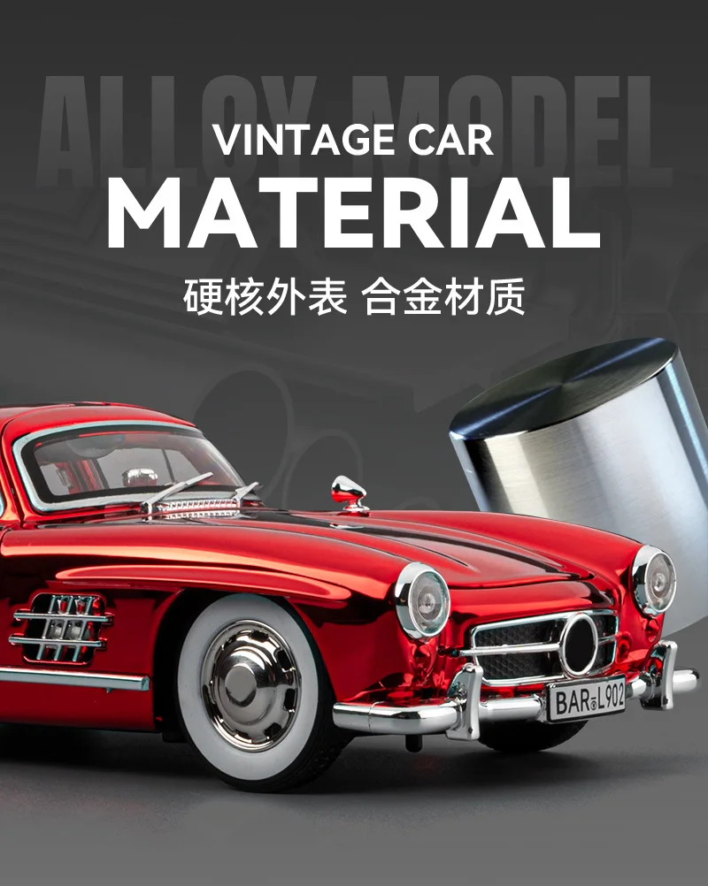 Che zhi 1:24 carro clássico 300sl liga modelo galvanoplastia puxar para trás porta menino brinquedo diecast liga modelo de carro colecionável