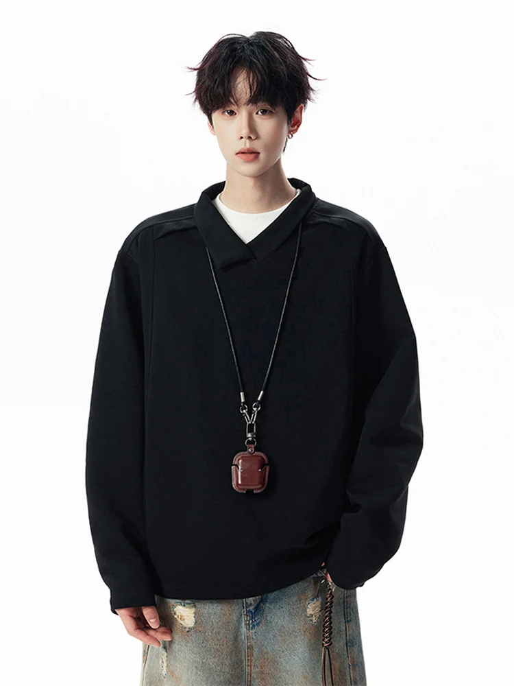 

Осенняя коллекция 2025: Утепленная толстовка с длинным рукавом в университетском стиле, свободного кроя, для пар, простой и модный топ с V-образным вырезом из полиэстера и хлопка.