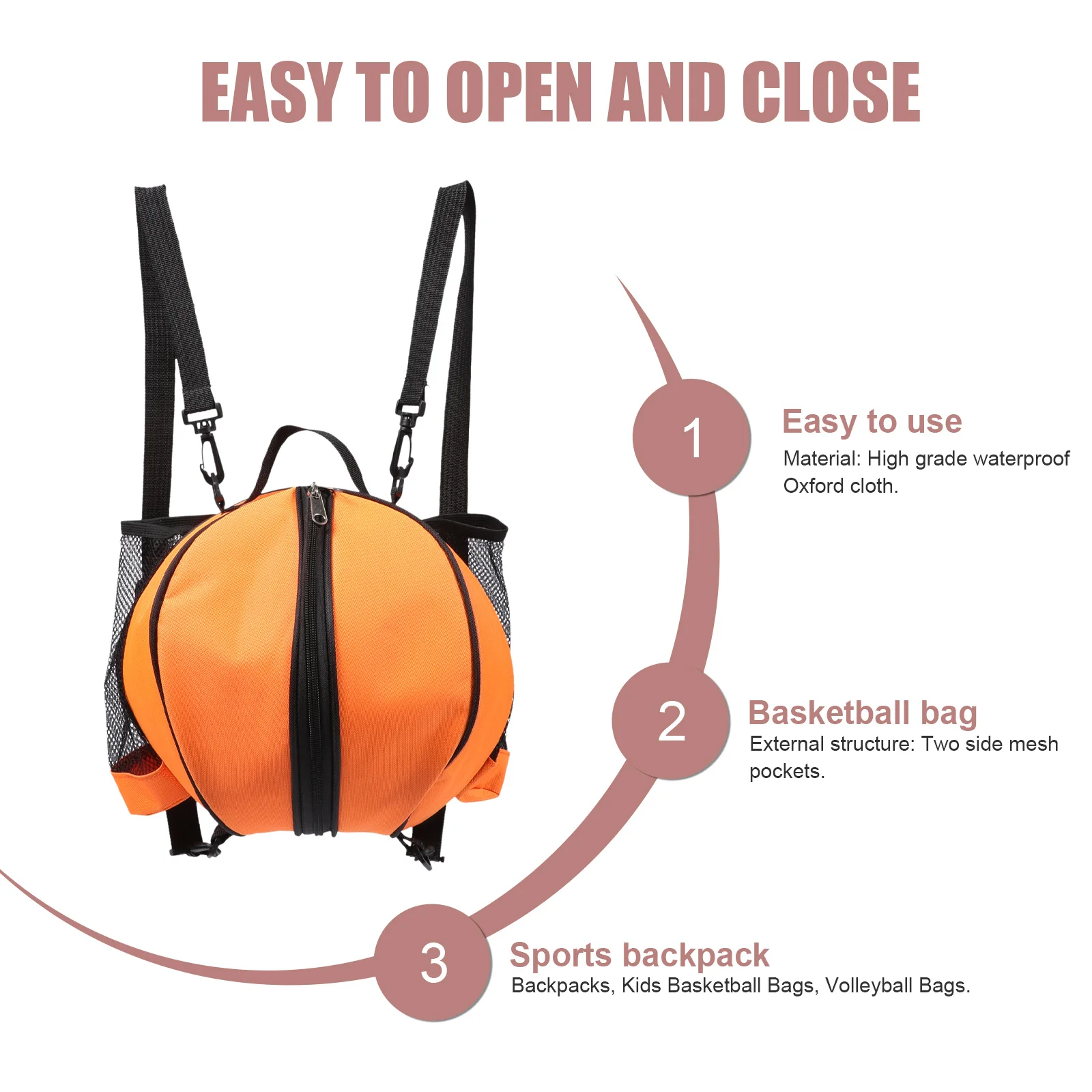1 conjunto portátil mochila de basquete elegante futebol vôlei bolsa armazenamento equipamentos esportivos ao ar livre durável grande capacidade