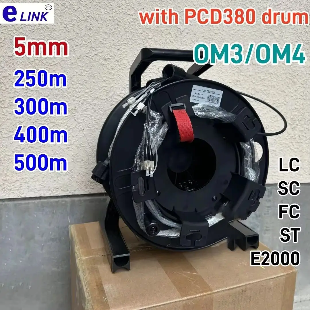 Armored fiber patchcord 2 core OM3 TPU 250m 300m 400m PCD380 drum 2C SC LC FC ST Multimode optical fibre jumper outdoor 2 fibres