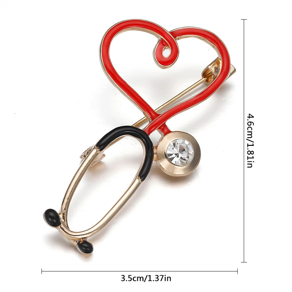 DCARZZ Medical Brooch Pin Stethoscope Electrocardiogram Heart Shaped Pins Medicine Nurse Doctor Clothes Lapel Badge Jewelry