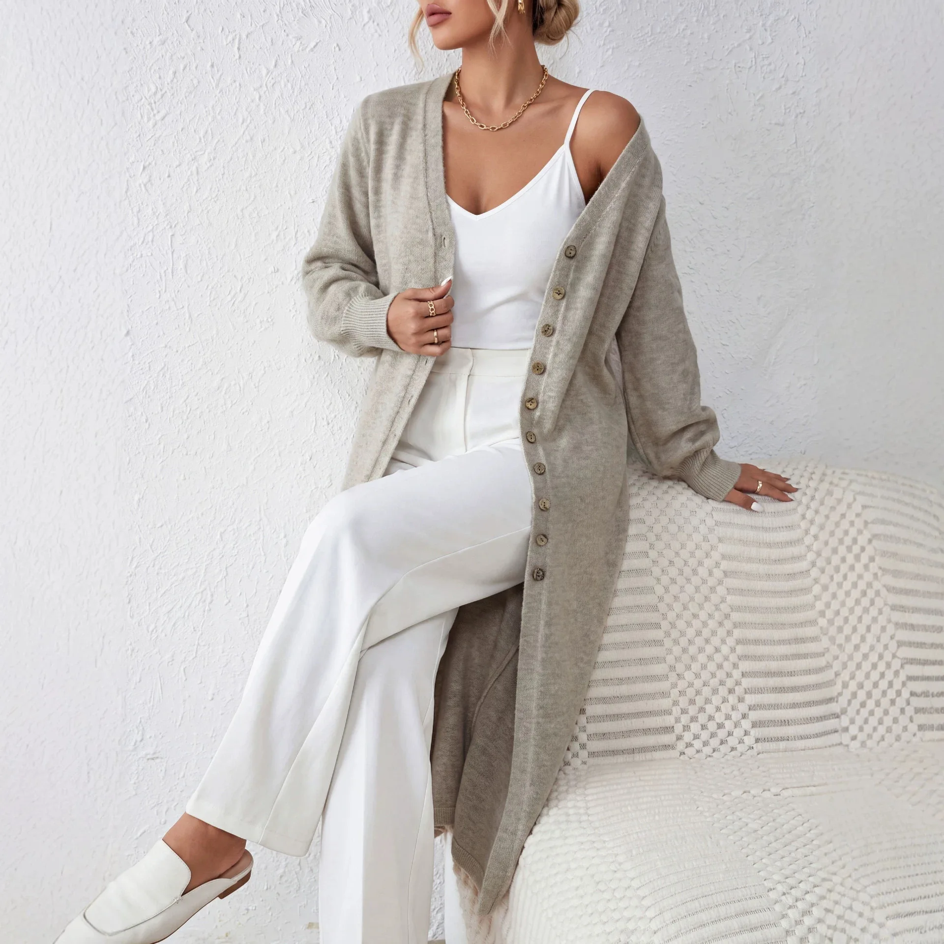 Dames gebreide maxi cardigan j - Longline Cardigan Knit recensie en prijs