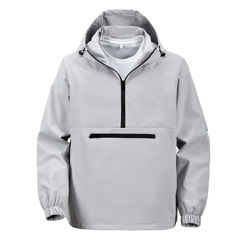 2026 New Japan Korean Fashion Outdoor Hiking Windproof Hoodie Spring Autumn Half Zipper Men's Loose Hooded Pullover Sweatshirt