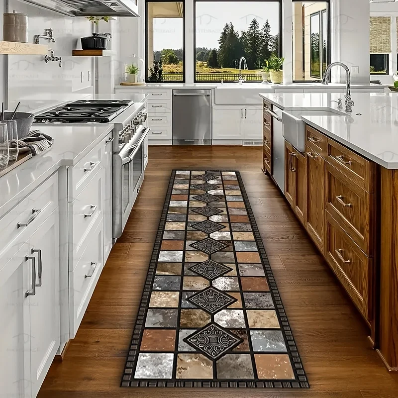 VIKAMA Extra-Long Crystal Velvet Mat Runner Rug Kitchen Floor Mat Welcome Doormat Rug For Bedroom Carpet For Living Room Home De