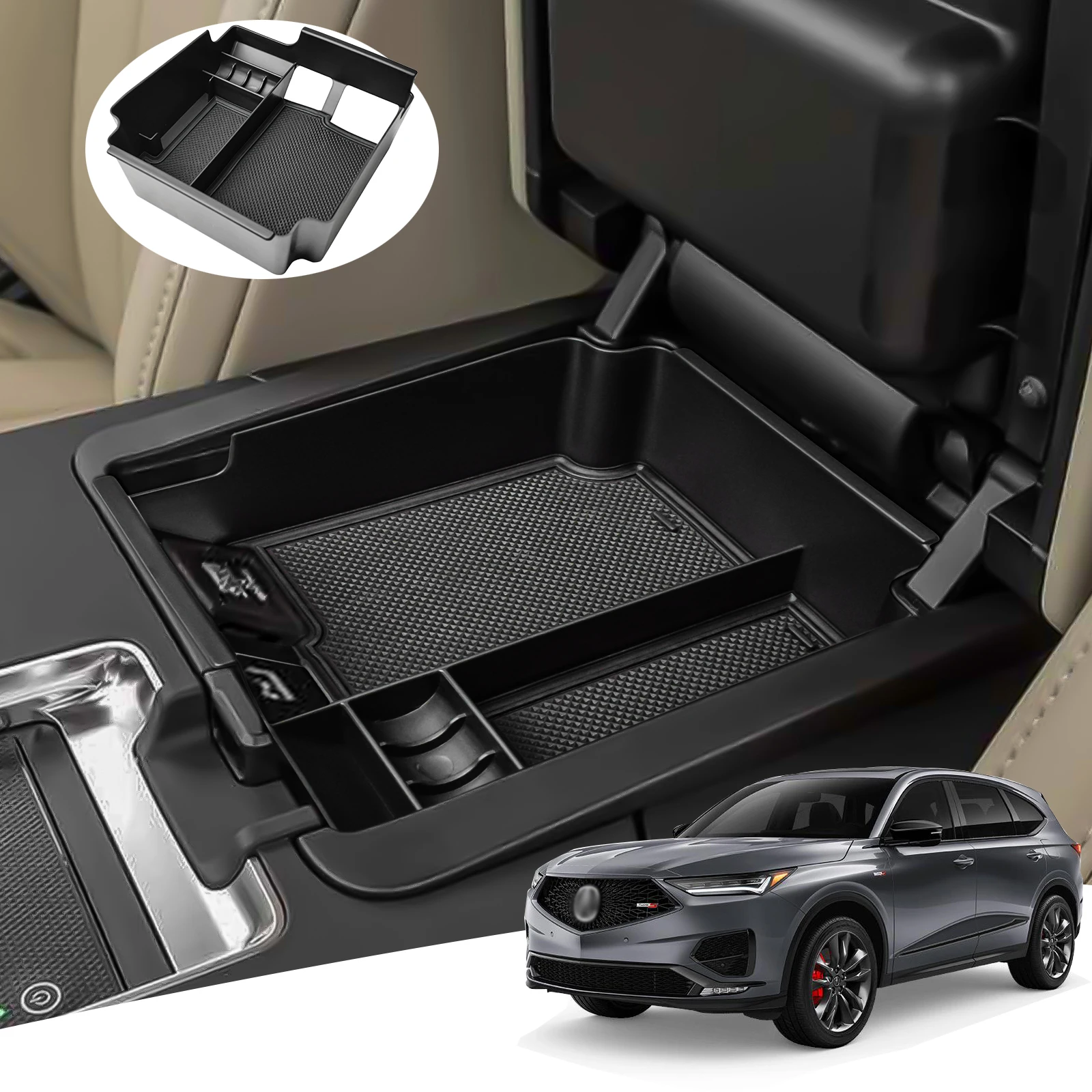 

For Acura MDX 2022 2023 2024 Armrest Storage Car Box Center Console Tray Organizer Secondary Car Storage Box Coin Accessories