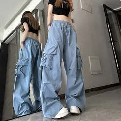 American Vintage Women Cargo Pants Casual All Match High Waist Baggy Big Pockets Sweatpants Female Spring Fall New Trousers