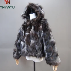 Winter Women Genuine Hooded Fox Fur Coats Ladies Slim Short Real Natural Fur Jackets New Style 100% Natural Real Fox Fur Coat