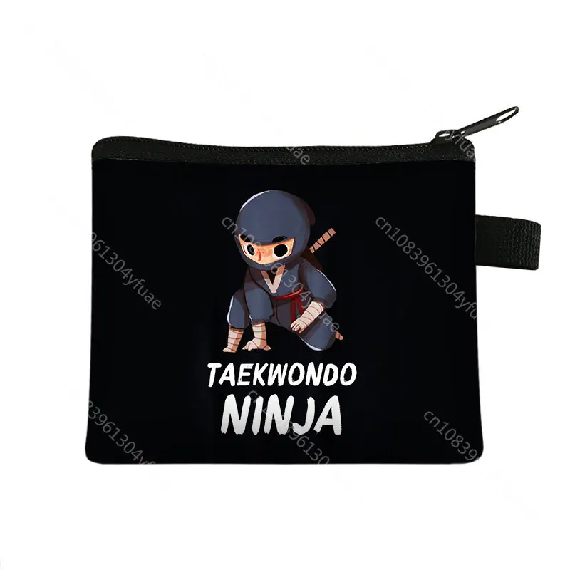 Cartoon Ninja In Training Coin Purse Boys Wallet Taekwondo Karate Change Money Bag Kids Kawaii Purse Small Handbag Zipper Pouch