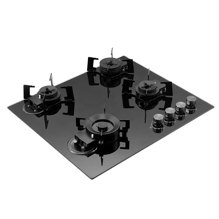 

Встраиваемая газовая варочная панель на 4 конфорки из стекла