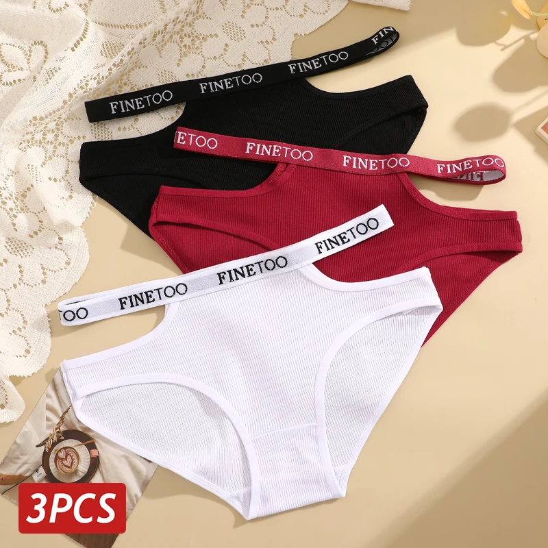 New 3Pcs/Set Low Waisted Cotton Panties For Women Sexy Letter Skin-friendly Briefs Trendy Breathable Female Underpants Lingerie