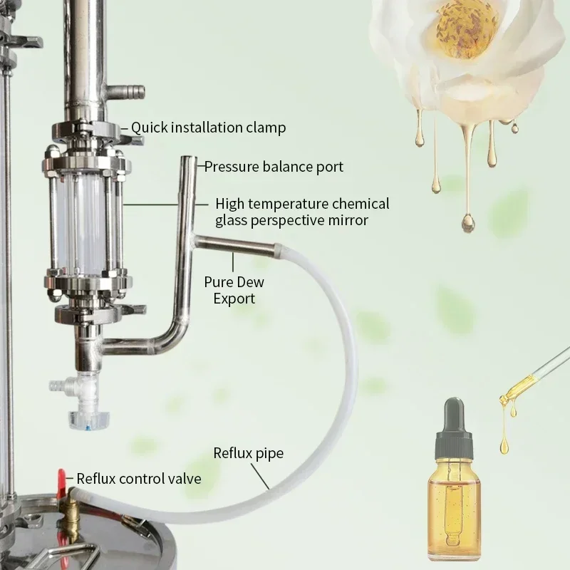 

30L Small Home Use Rose Essential Oil Distiller Stainless Steel Essential Oil Distiller Mini Hot sales